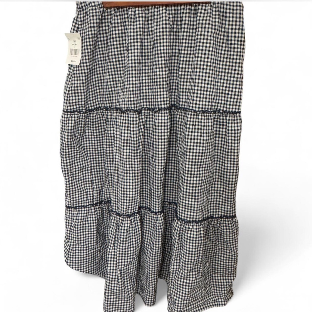 Navy and White Checkered Skirt